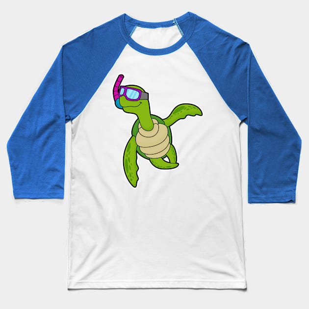 Turtle at Swimming with Snorkel Baseball T-Shirt by Markus Schnabel